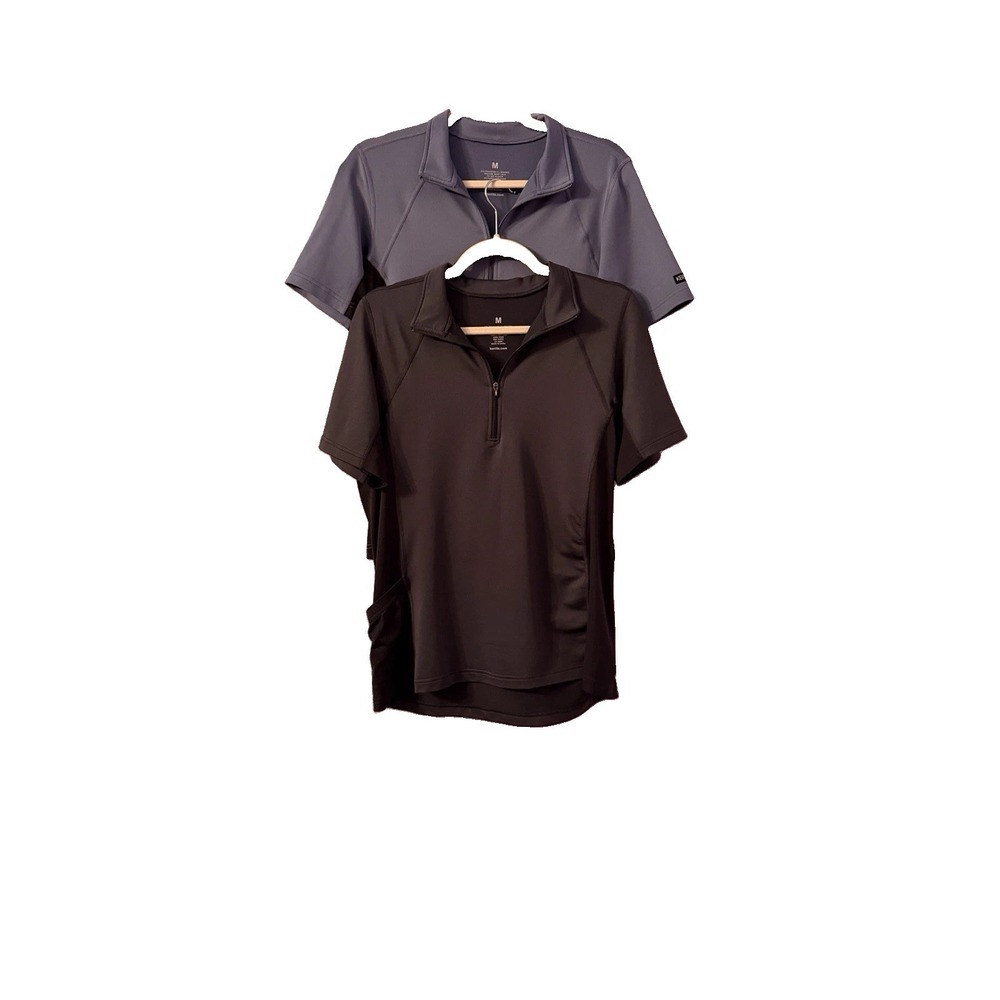 2 Kerrits Ice Fil Horseback Riding Top Womens M Pocket Equestrian 1/4 Zip Polo